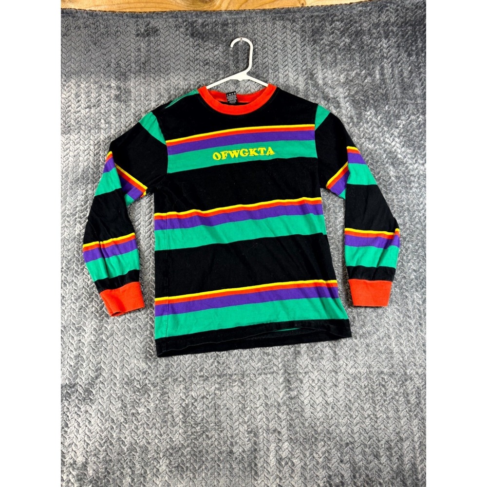 Odd Future OFWGKTA Knit Shirt Mens Small Multicolor Striped Cotton Long Sleeve